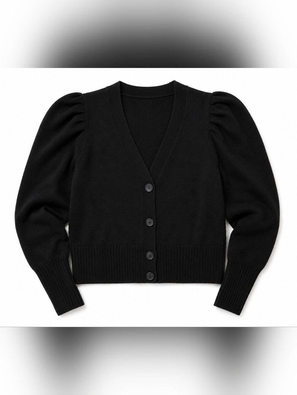 NWT Boohoo Plus Size Black Button-Front Puff-Sleeve Cardigan Size 22 - Picture 3 of 4
